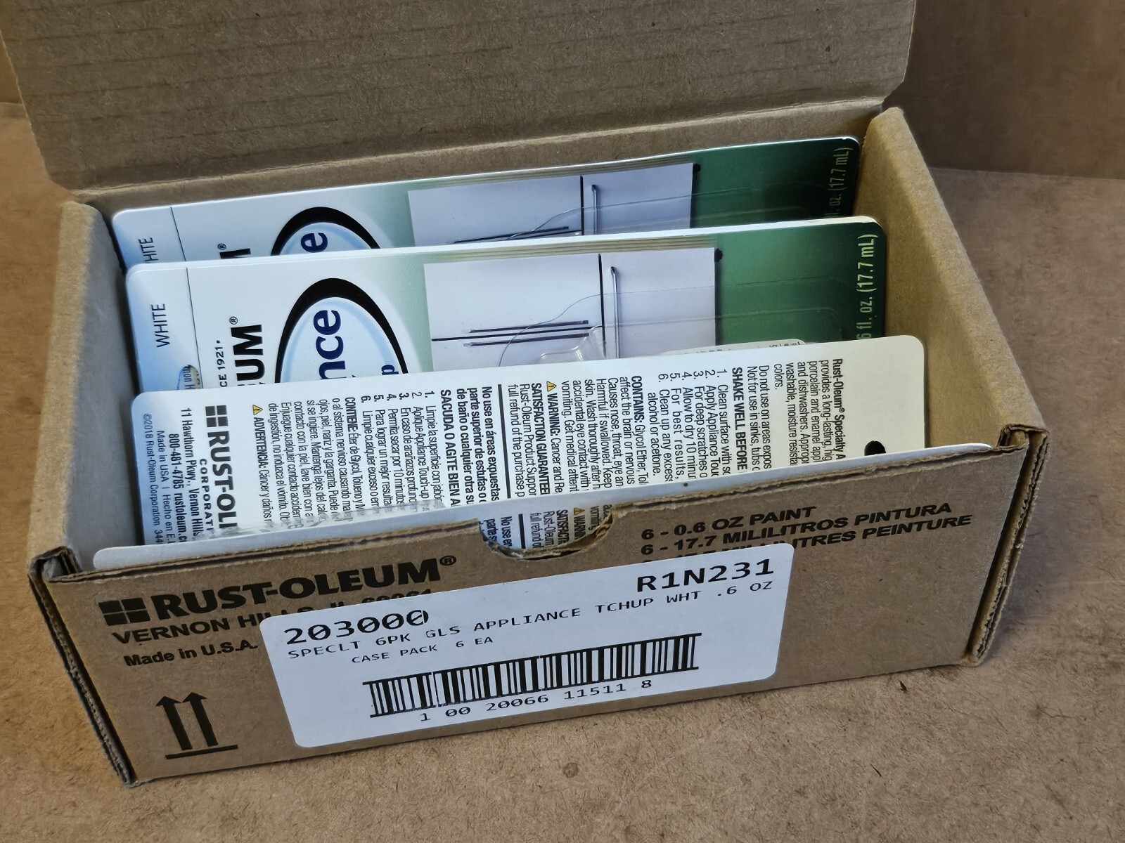 (6 Pack) RUST-OLEUM 203001 Specialty Appliance Touch Up Paint White 0.6 Fl Oz