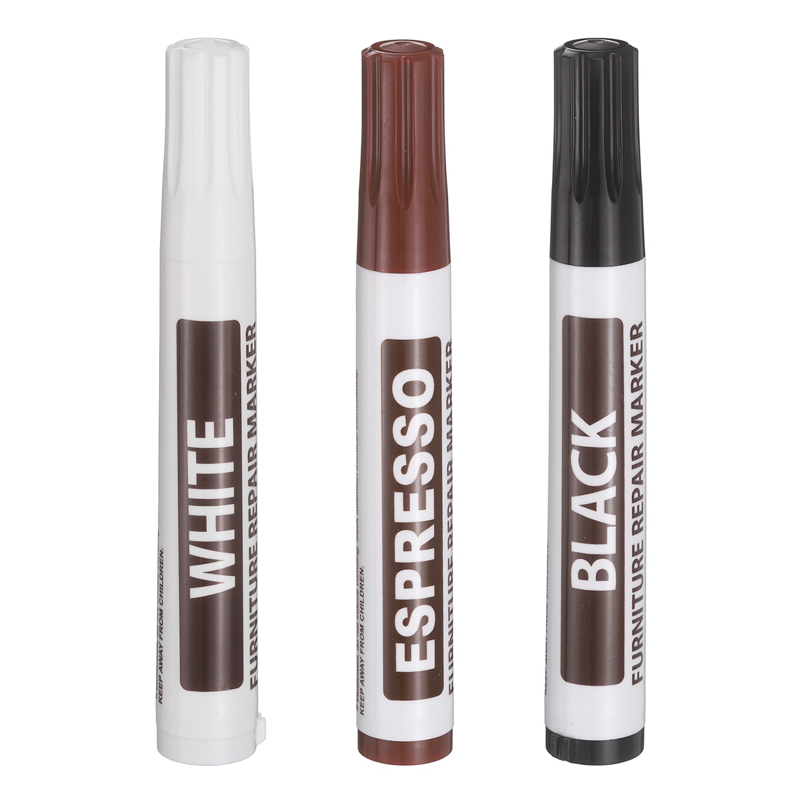 Furniture Repair Wood Marker, 3 Pcs Black/White/Chestnut Touch Up Filler Sticks