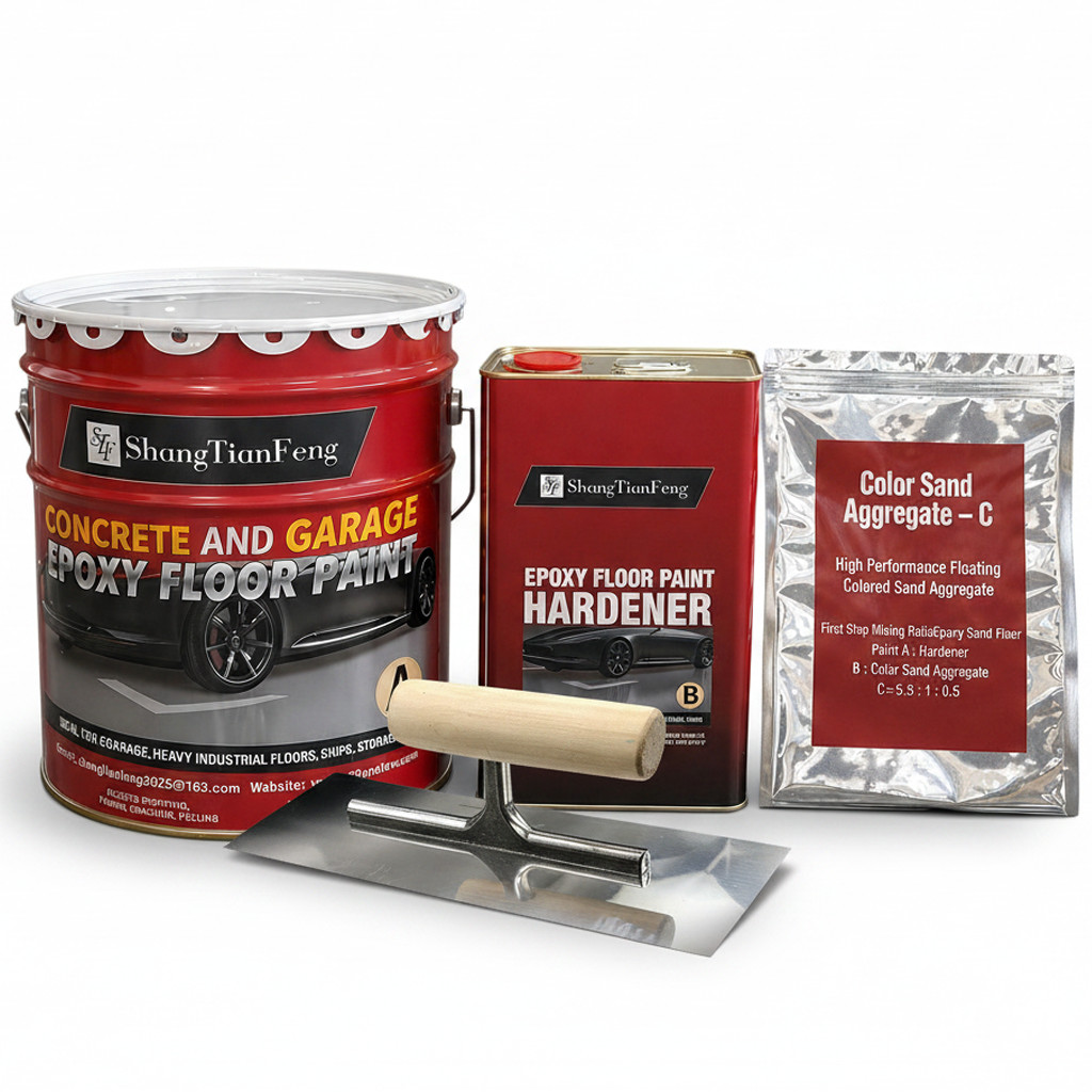 Epoxy Colored Sand Floor Paint Kit，For Garages, Concrete Floors, Factory Indoor