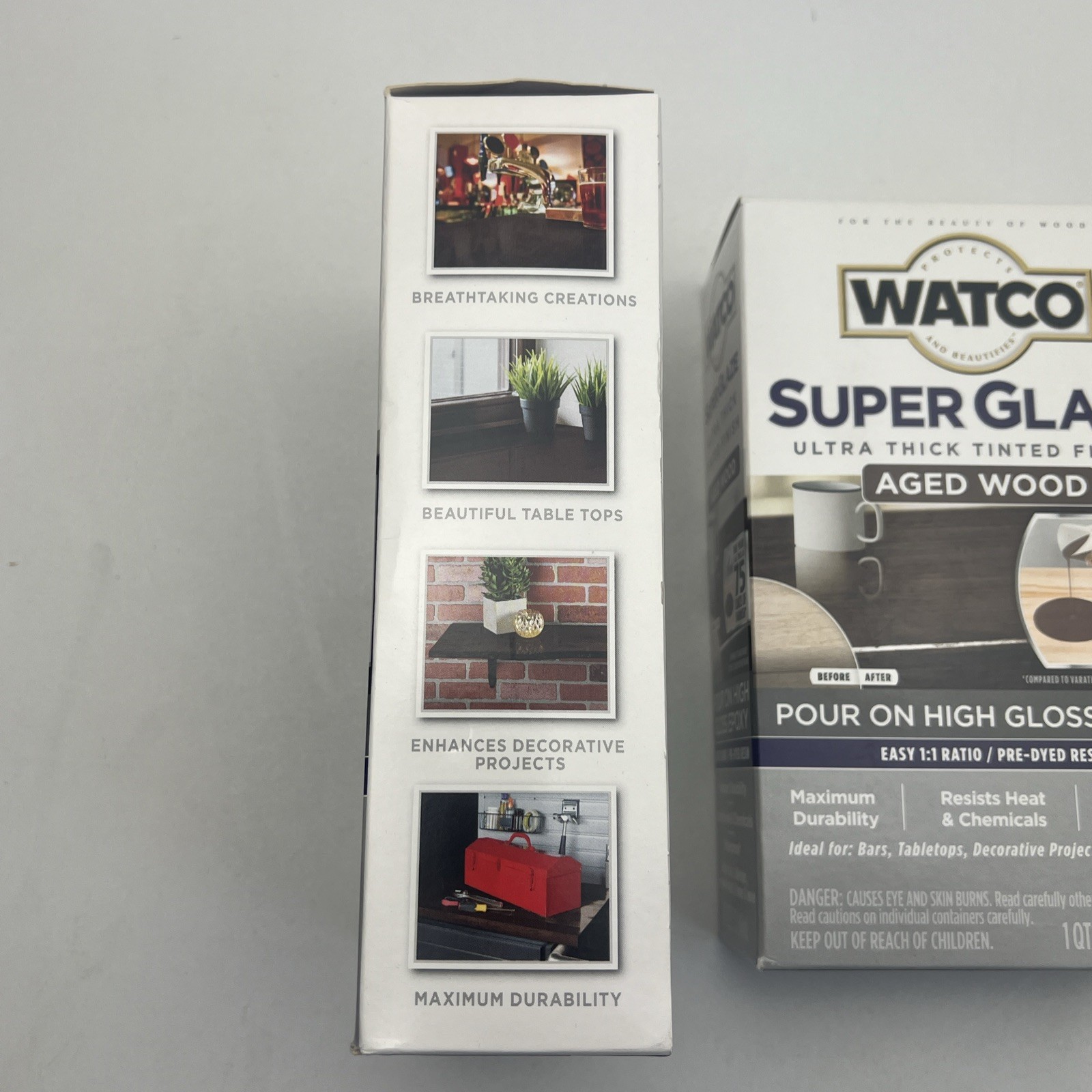 2 PACK Rust-Oleum Watco Super Glaze Pour On High Gloss Epoxy 1 Quart Aged Wood