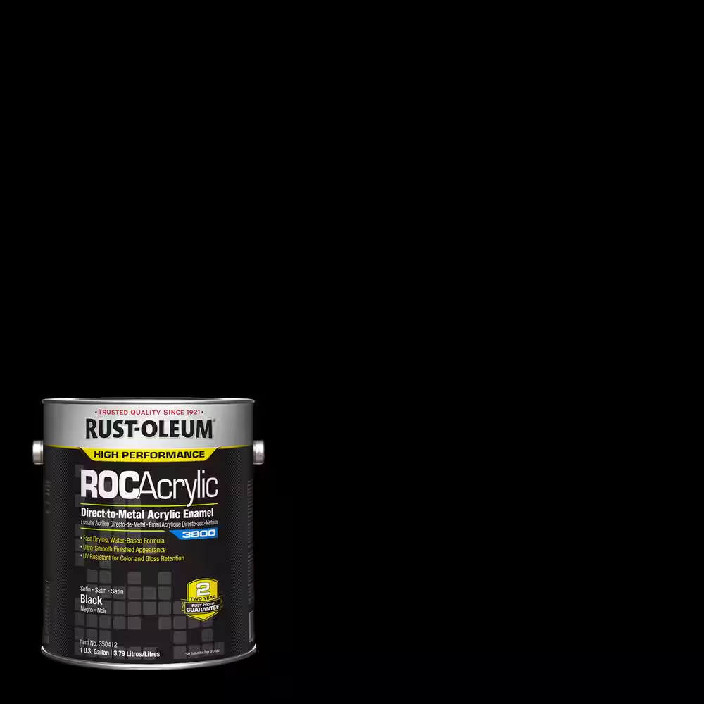 1 Gal. ROC Acrylic 3800 DTM OSHA Satin Black Interior/Exterior Enamel Paint (Cas