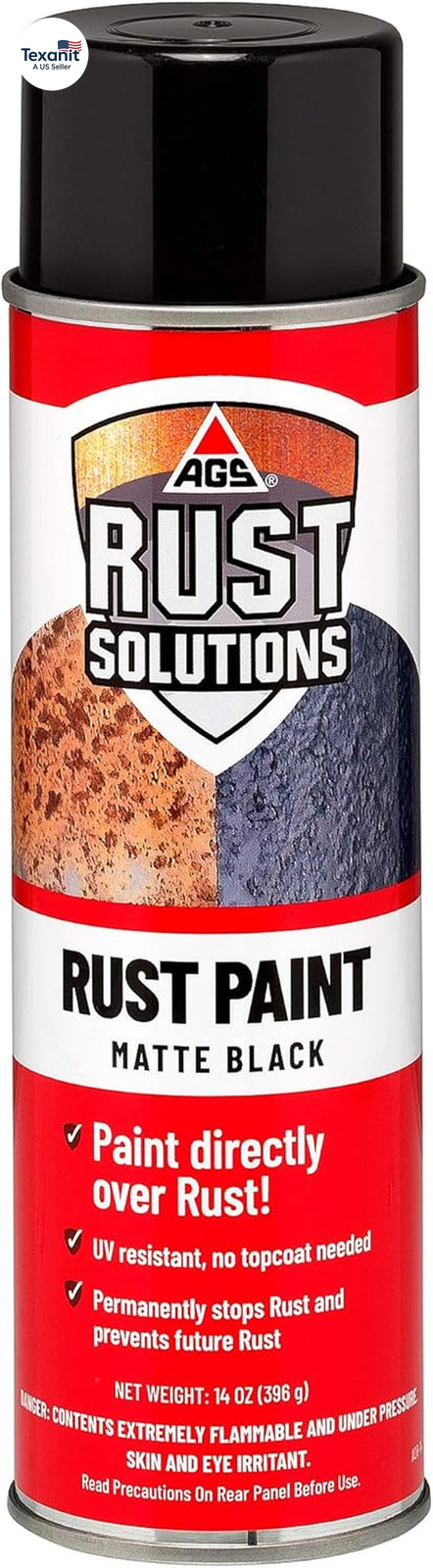Rust Stop Spray Paint for Metal, 14Oz Aerosol Can – Matte Black Finish, Epoxy-Fo