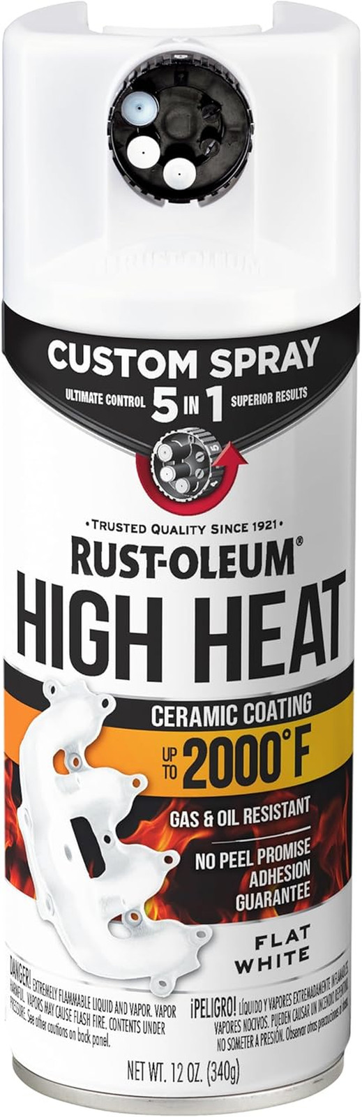 Rust-Oleum Automotive High Heat Spray Paint 12 oz Flat White 5-in-1
