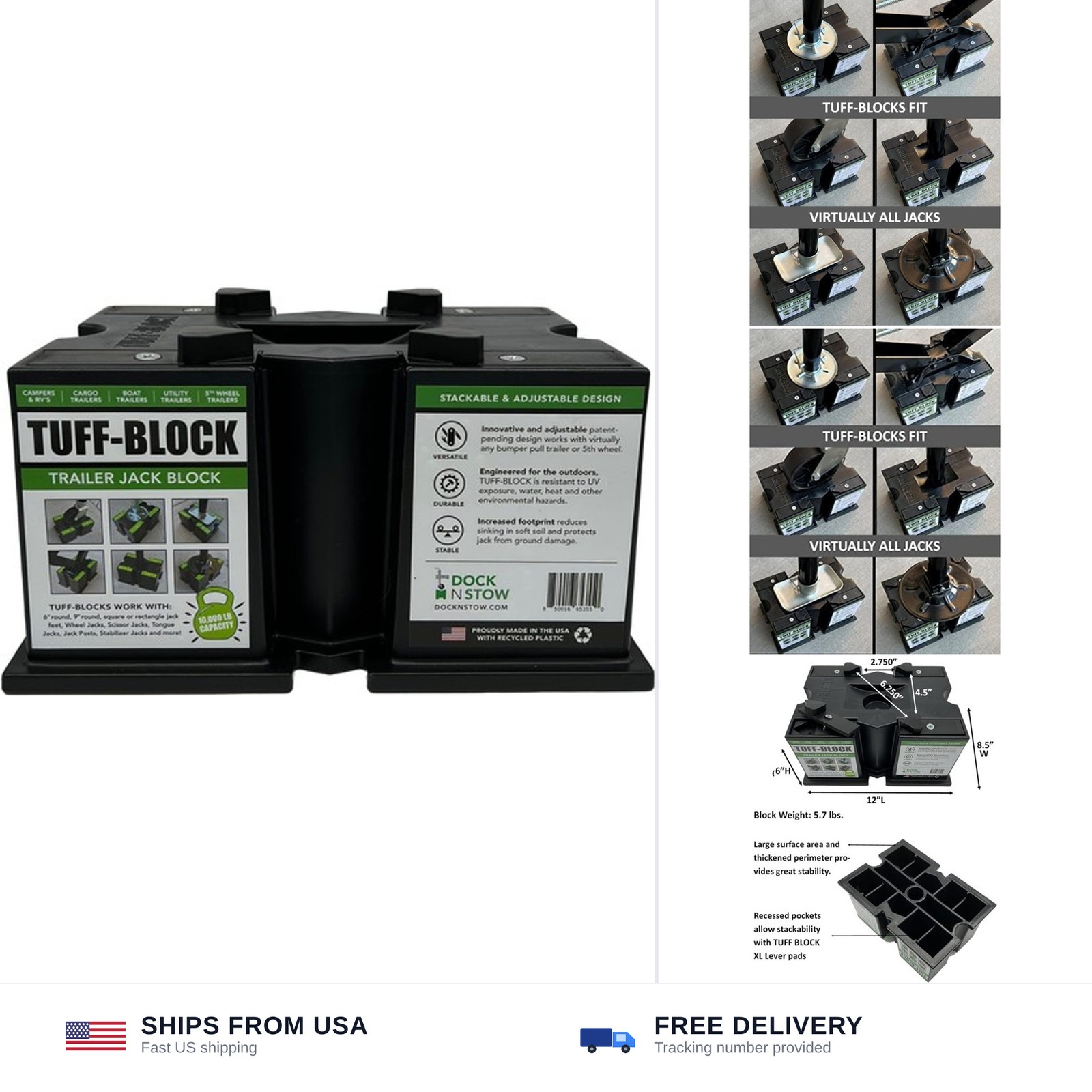 TUFF-Block by Dock N Stow Trailer Jack Blocks for RV Camper, 5th Wheel, Boat …