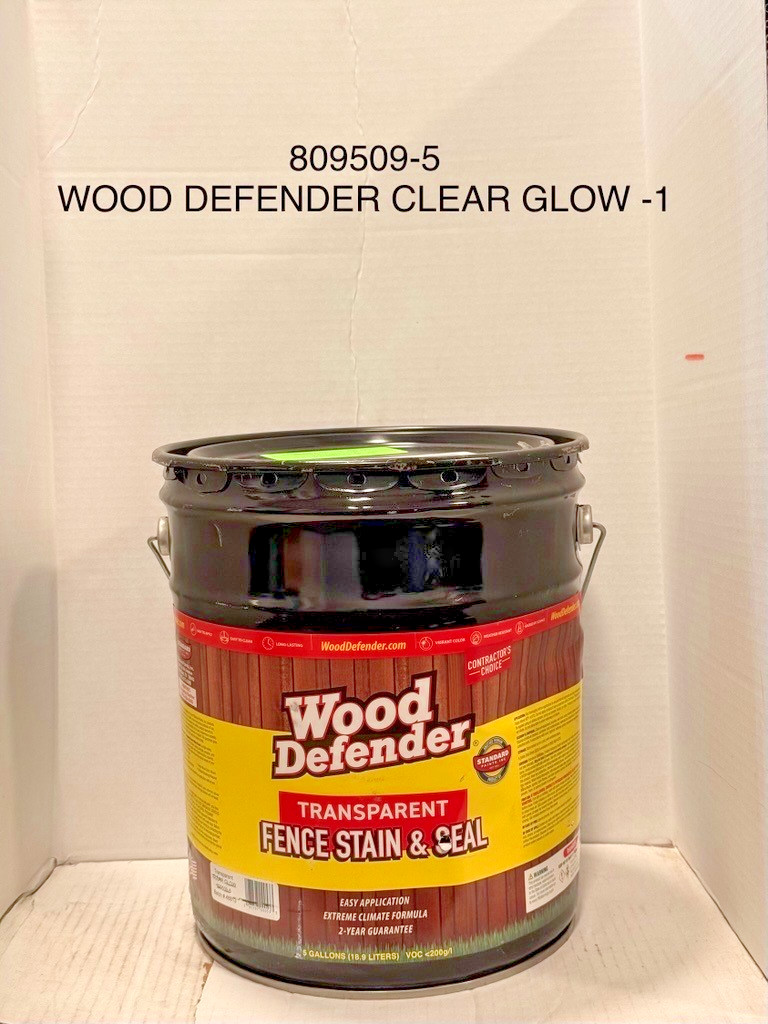 Wood Defender Transparent Fence Stain Clear Glow 5 gallon Dented Can