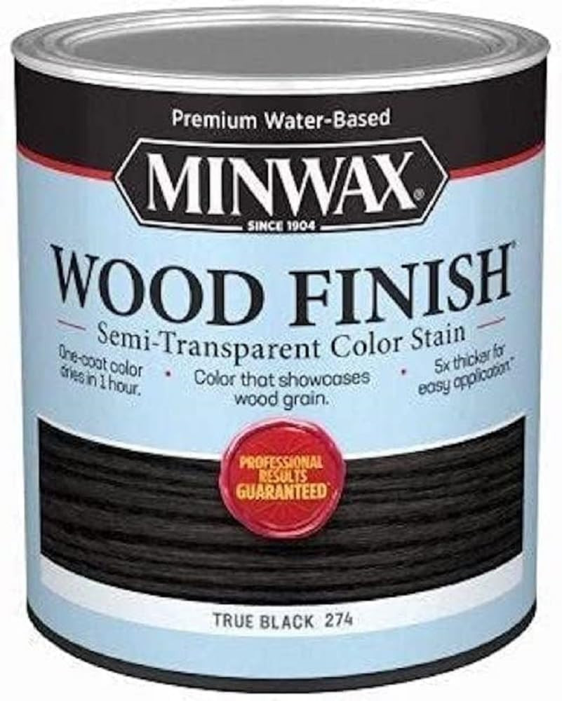 Wood Finish Water-Based Semi-Transparent Color Stain, True Black, 1 Quart