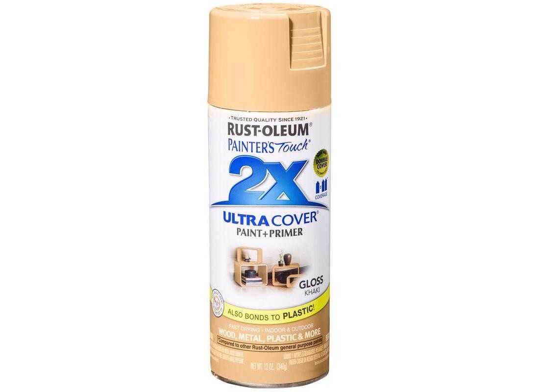 PAINTER’S Touch Gloss Spray Paint, Gloss, Khaki, 12 oz, Aerosol Can