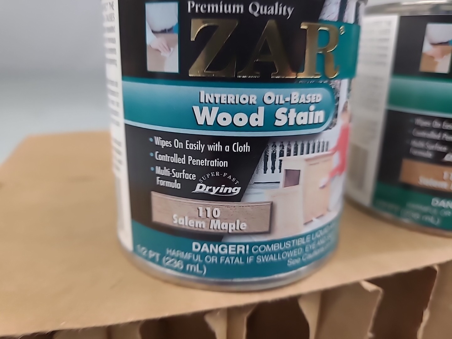 2x Zar Interior Stain 110 Salem Maple 1/2 pint