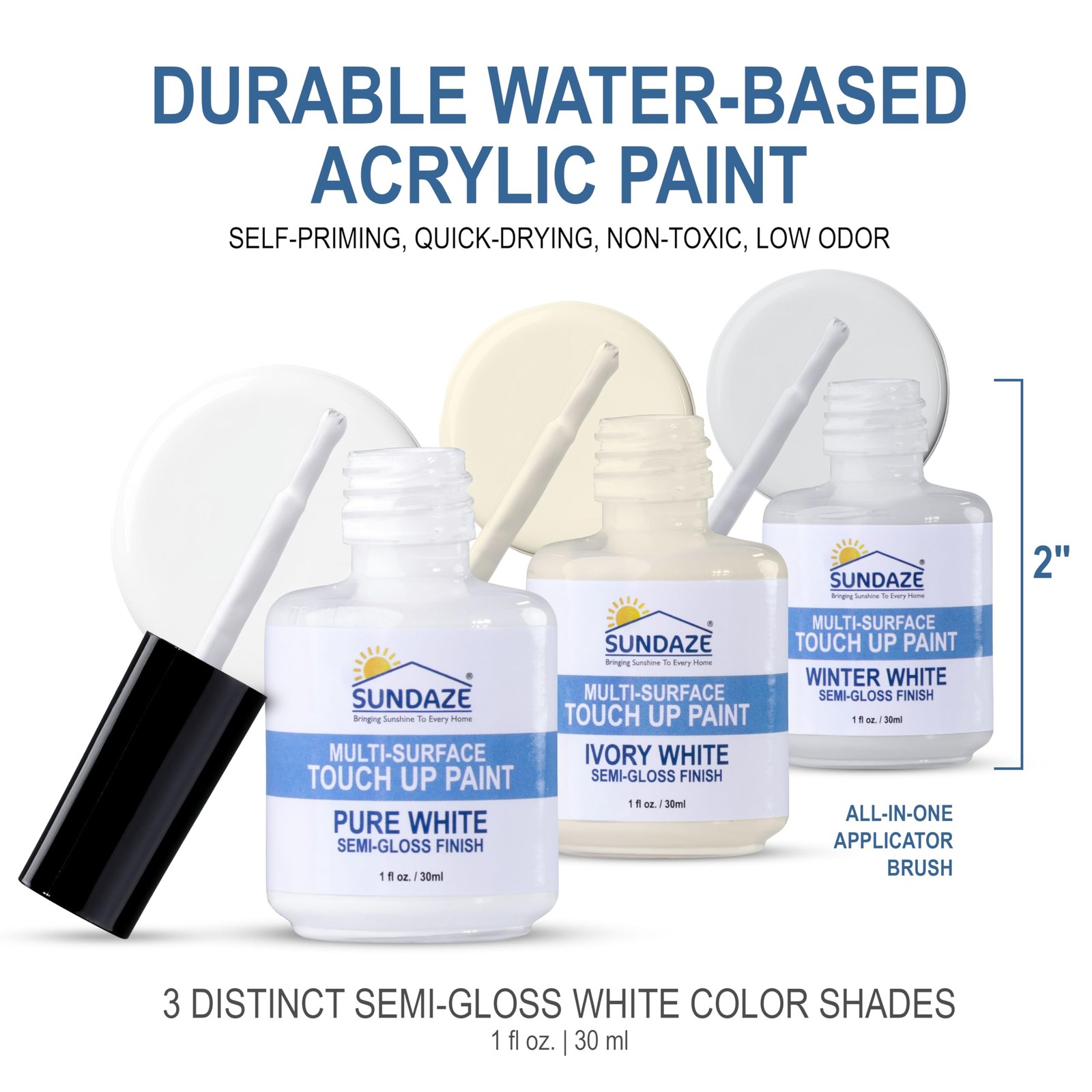 Semi-Gloss White Touch Up Paint Pen Kit 3 Shade Cabinet Wall Wood Repair