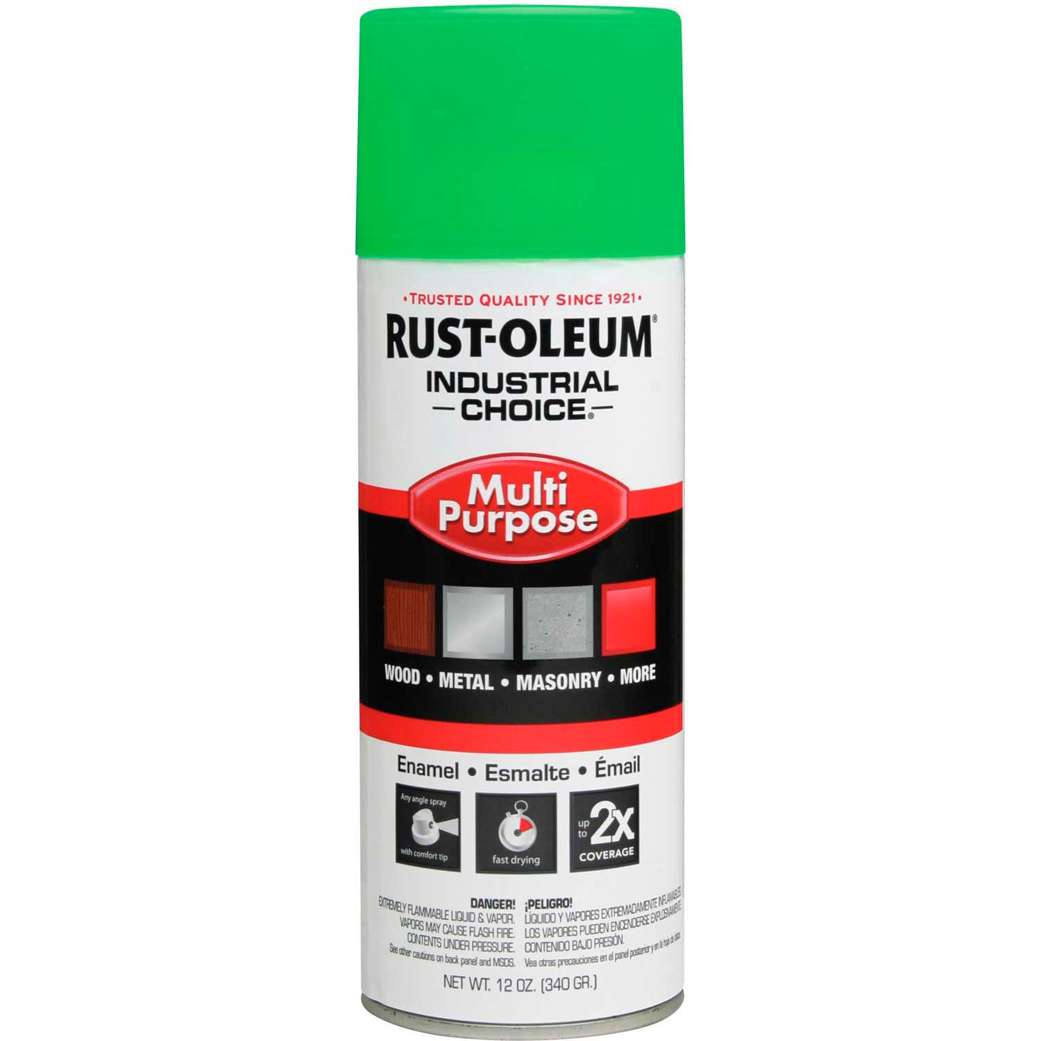 Rust-Oleum Industrial 1600 System Gen Purpose Enamel Aerosol Fluorescent Green