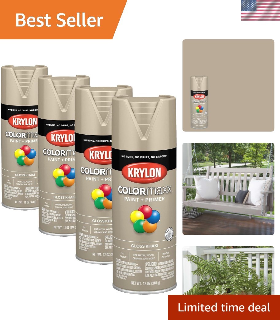 K0007 COLORmaxx Spray Paint and Primer for Indoor/Outdoor Use, Gloss Khaki, 1…