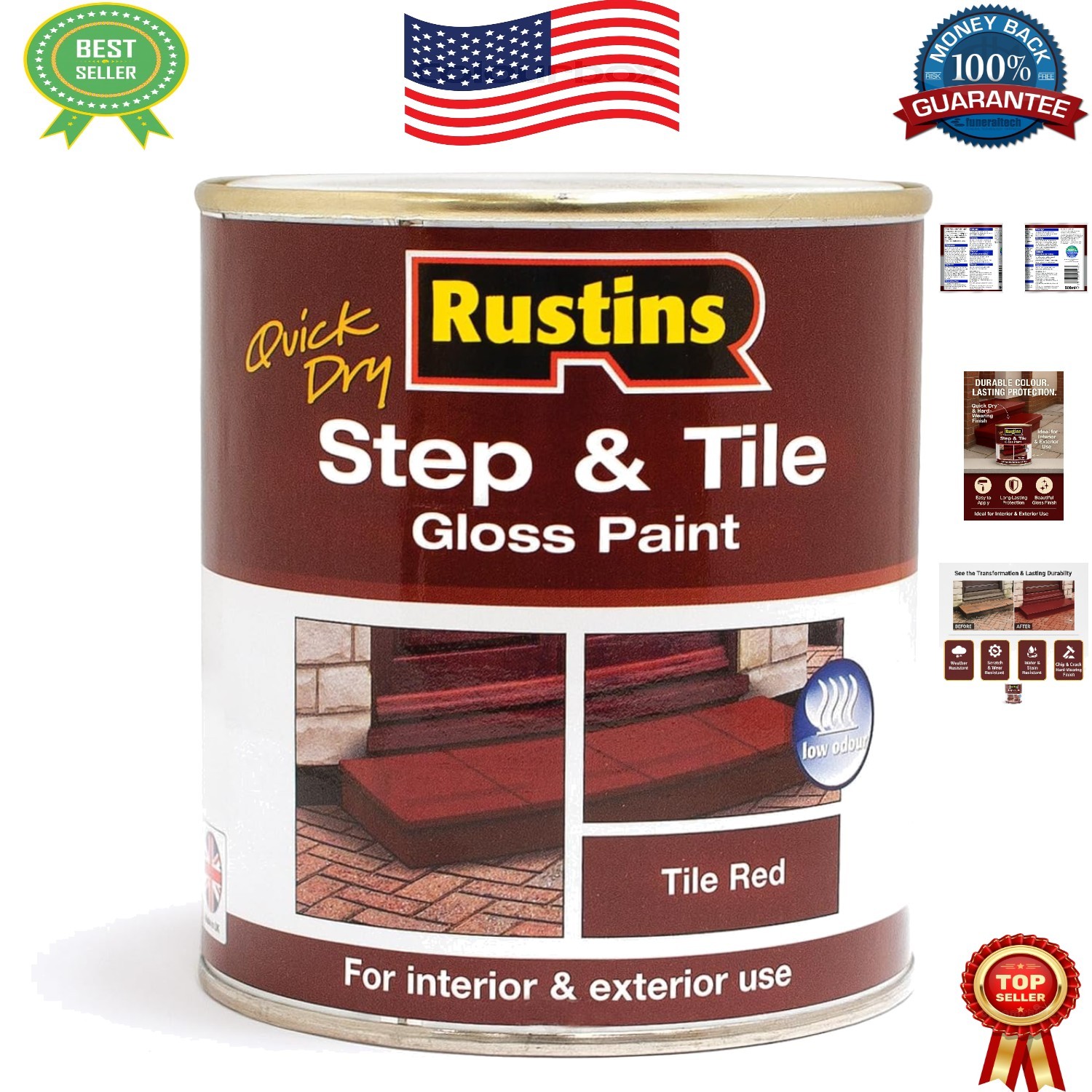 Quick Dry Red Step & Tile Paint – High Gloss Finish, 500ml for Stylish Surfaces