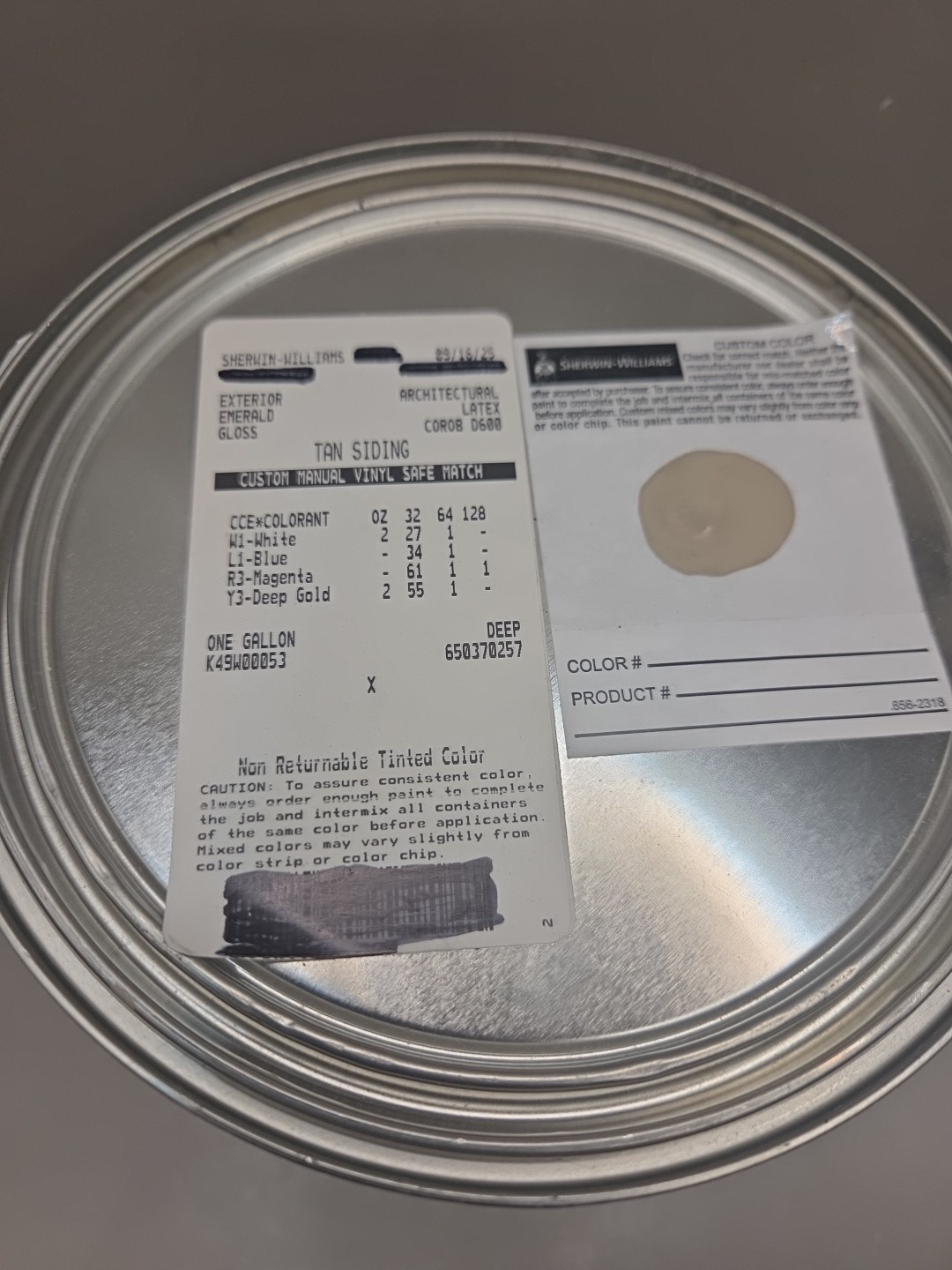 1 Gallon Sherwin Williams Emerald Exterior Gloss Color 7508 Tavern Taupe