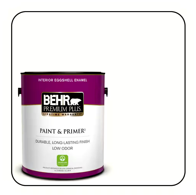 BEHR PREMIUM PLUS Interior Eggshell White Enamel, Low Odor – 1 Gallon