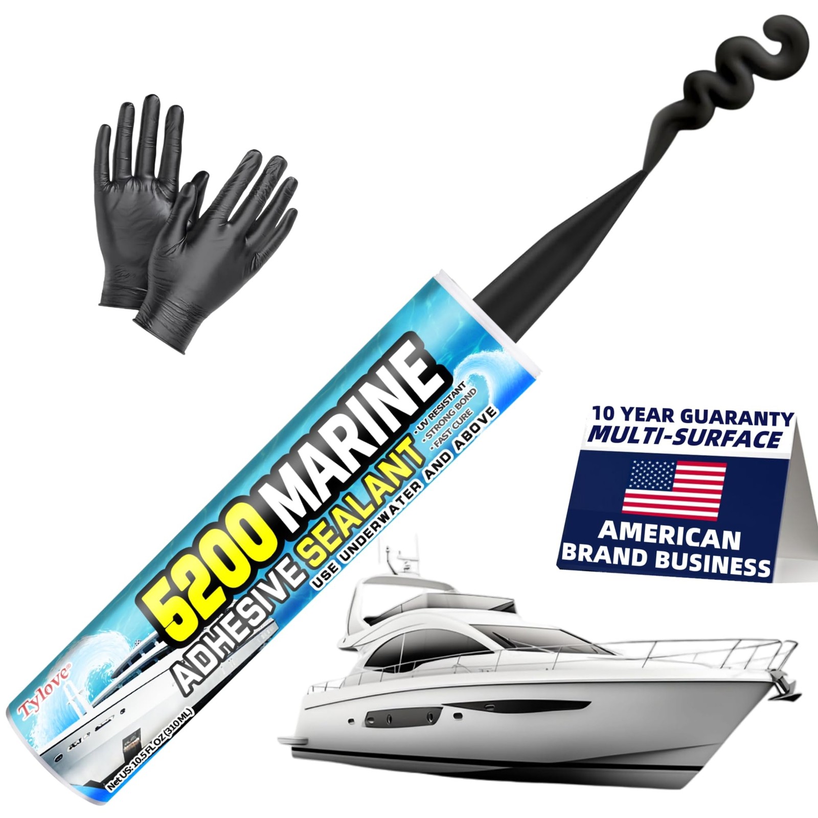[Black] 5200 Marine Sealant for Boats & RVs-Fast-Cure (30 1 Count, Black 1A