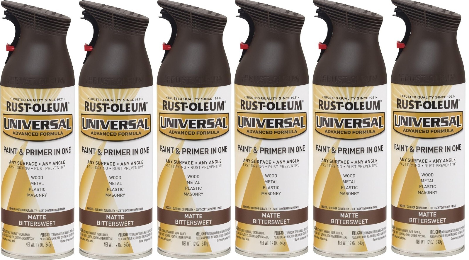 6 Rust-Oleum 282819 Universal All Surface Spray Paint, 12 oz, Matte Bittersweet
