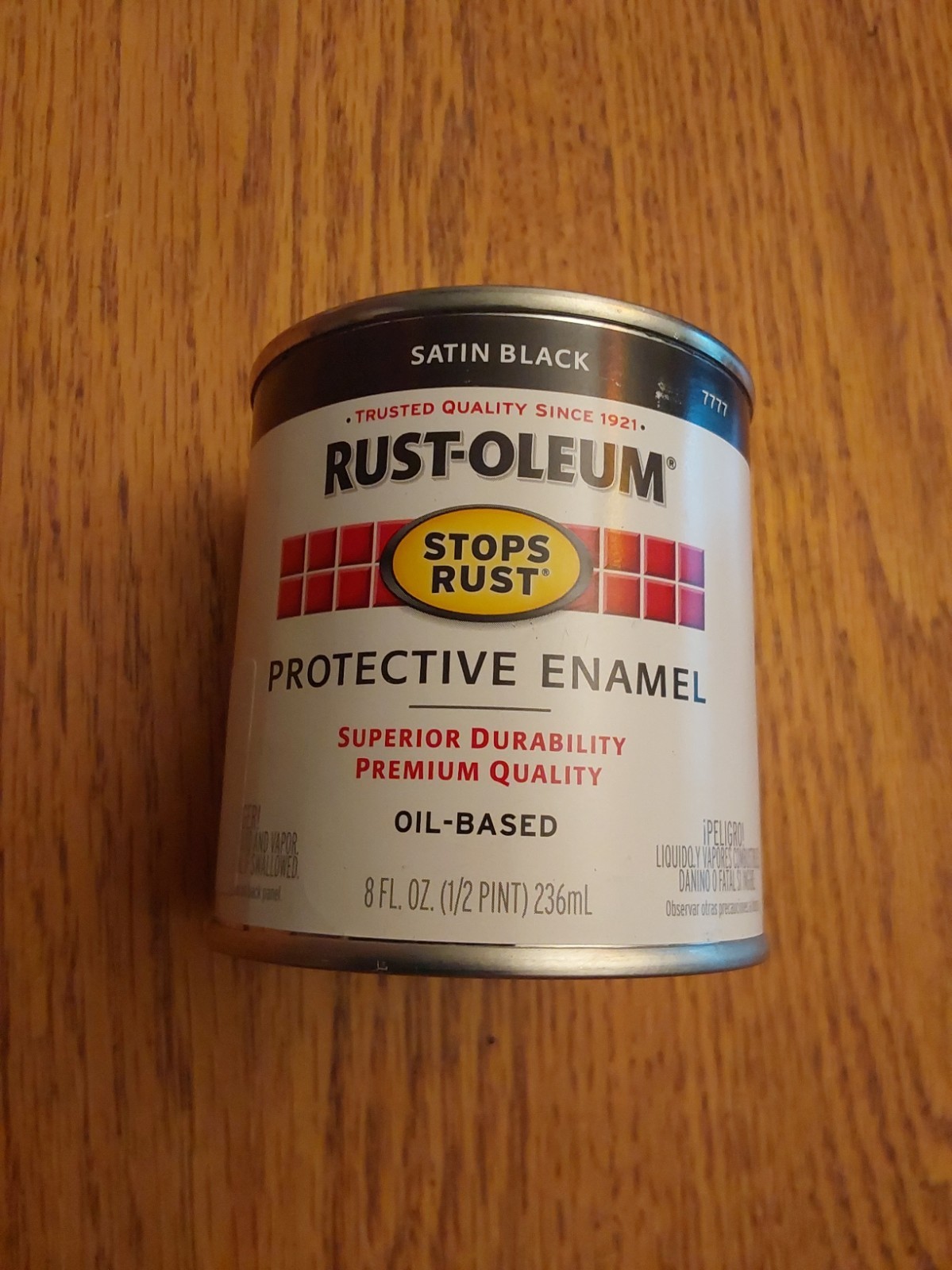 Rust-Oleum SATIN BLACK 1/2pt Stops Rust PROTECTIVE ENAMEL Oil-Based 7777-730 NEW