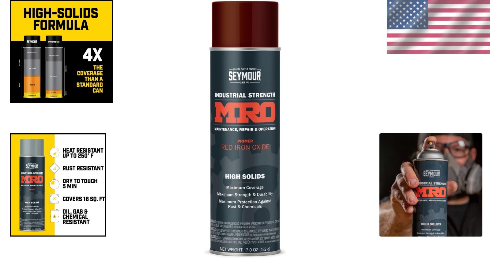 High Solids Red Iron Oxide Primer Spray – Rust Proof for Metal & Wood 17 oz