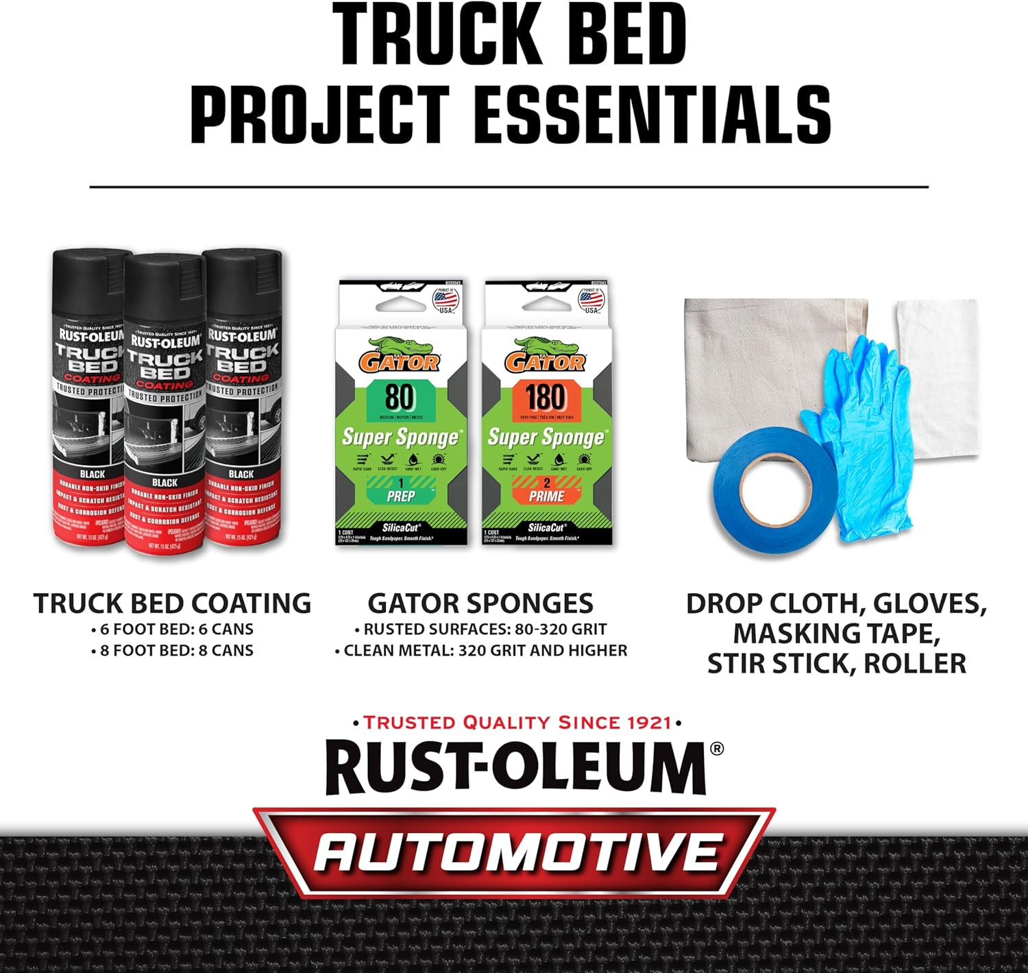 248914-6PK Stops Rust Truck Bed Coating Spray Paint, 15 Oz, Black, 6 Pack