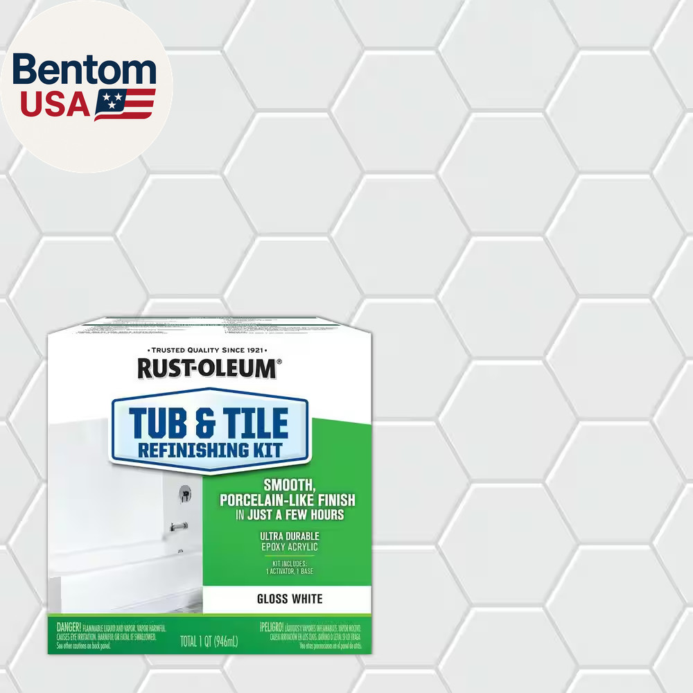 1 Quart Gloss White Tub and Tile Refinishing Kit for Ceramic and Porcelain Surfa