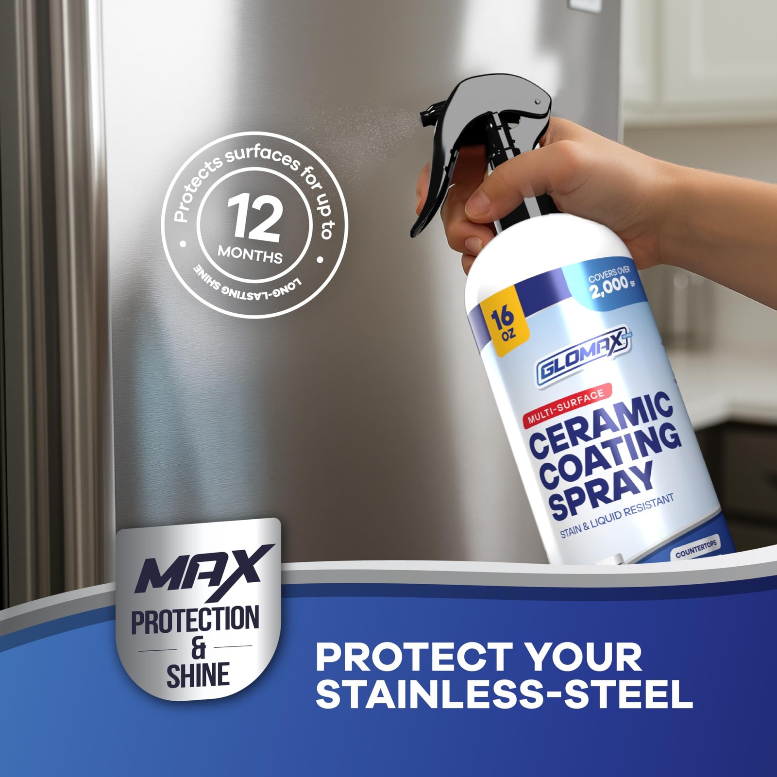 Home Ceramic Coating Spray Kit (16 oz) – Shine, Seal & Protect Stainless Stea…