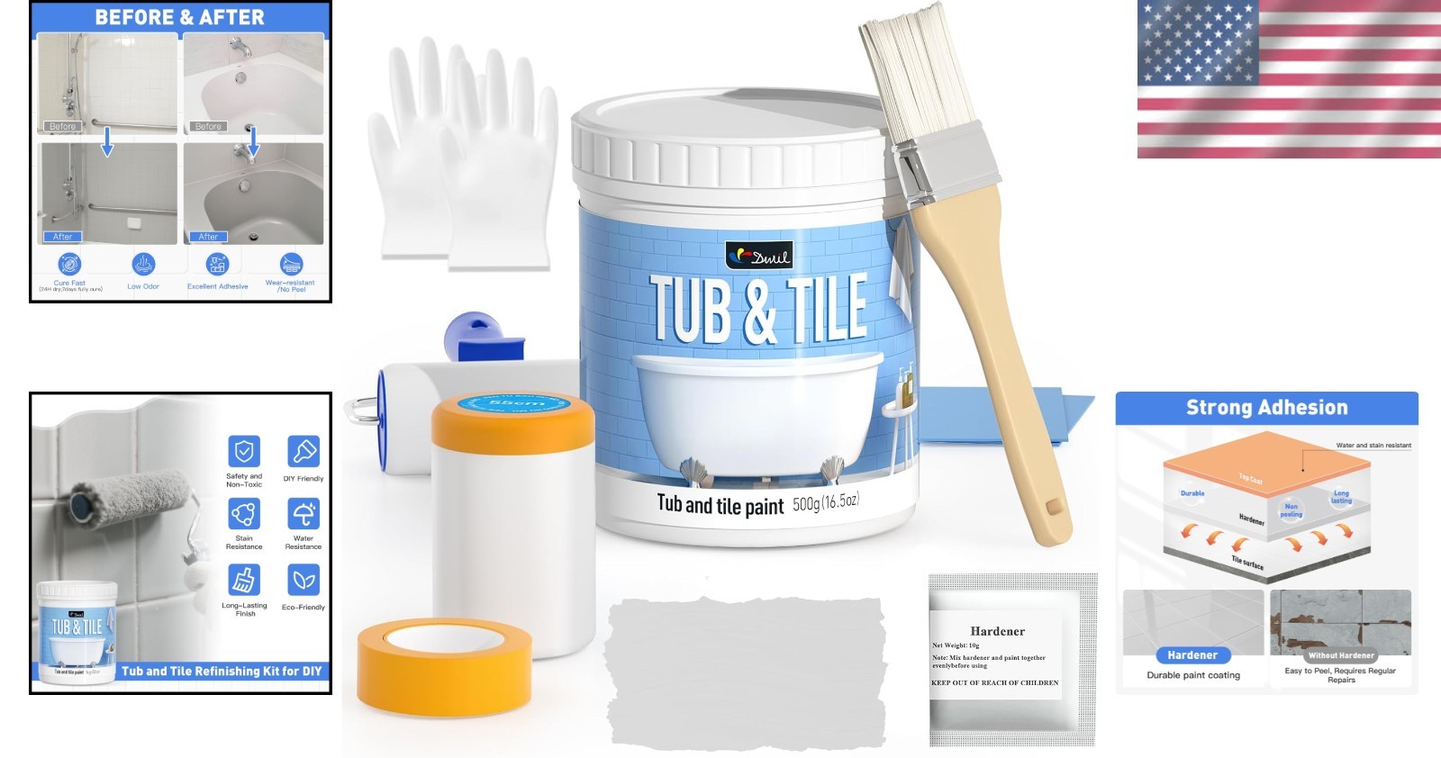 Durable Semi-Gloss Tile Paint Kit – Waterproof, Low Odor, Perfect for Bathrooms