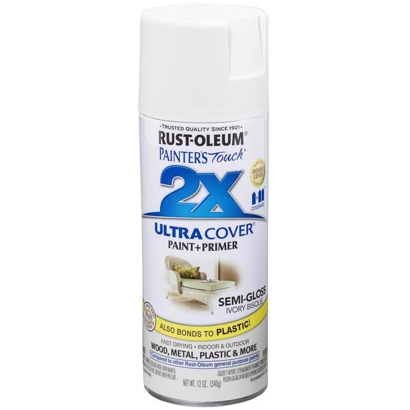 Rust-Oleum Painter’s Touch 2X Cover Semi-Gloss IVORY BISQUE Spray Paint 12oz