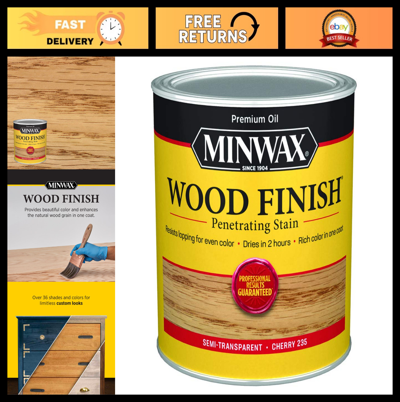 Cherry Wood Finish Stain – 1 Quart, Durable, Fast-Drying, Ideal for Furniture
