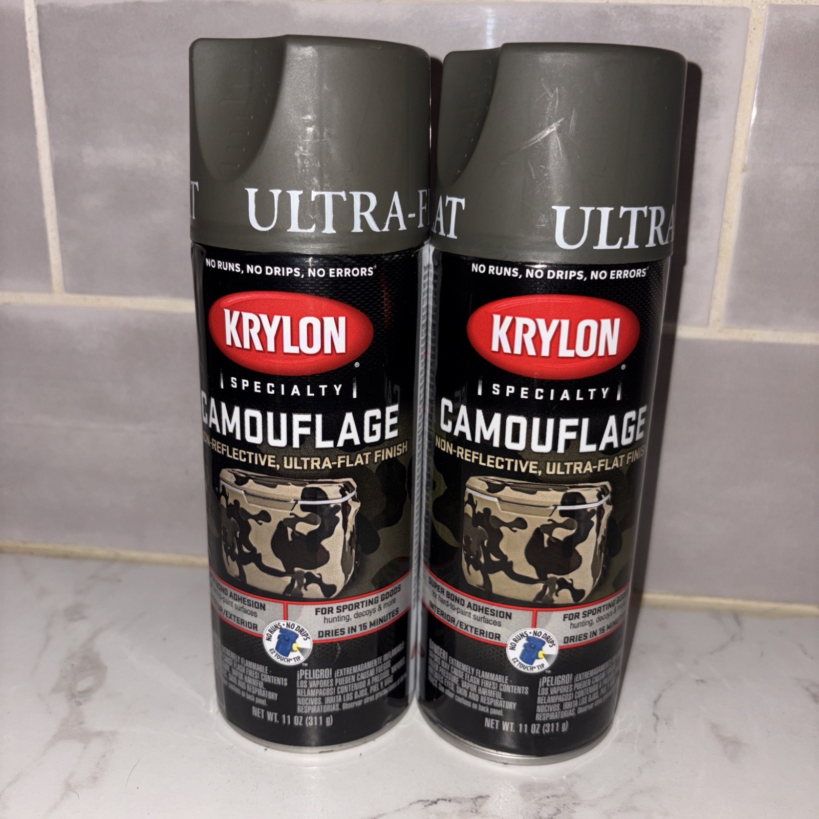 KRYLON 4293-2 PACK OLIVE Camouflage Non-Reflective Ultra-Flat Finish Spray Paint