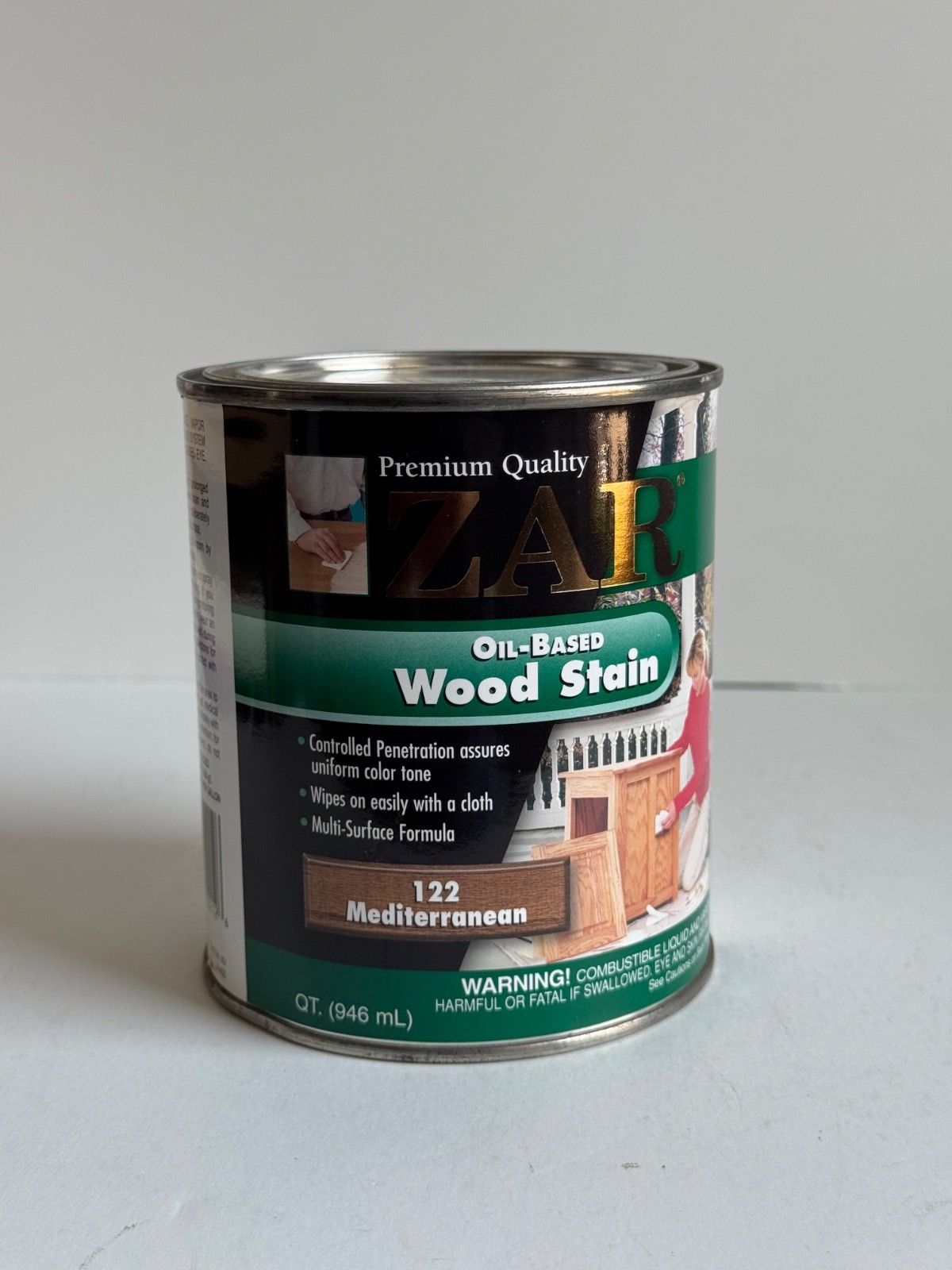 1x Zar Oil Based Wood Stain 122 Mediterranean Quart. NEW