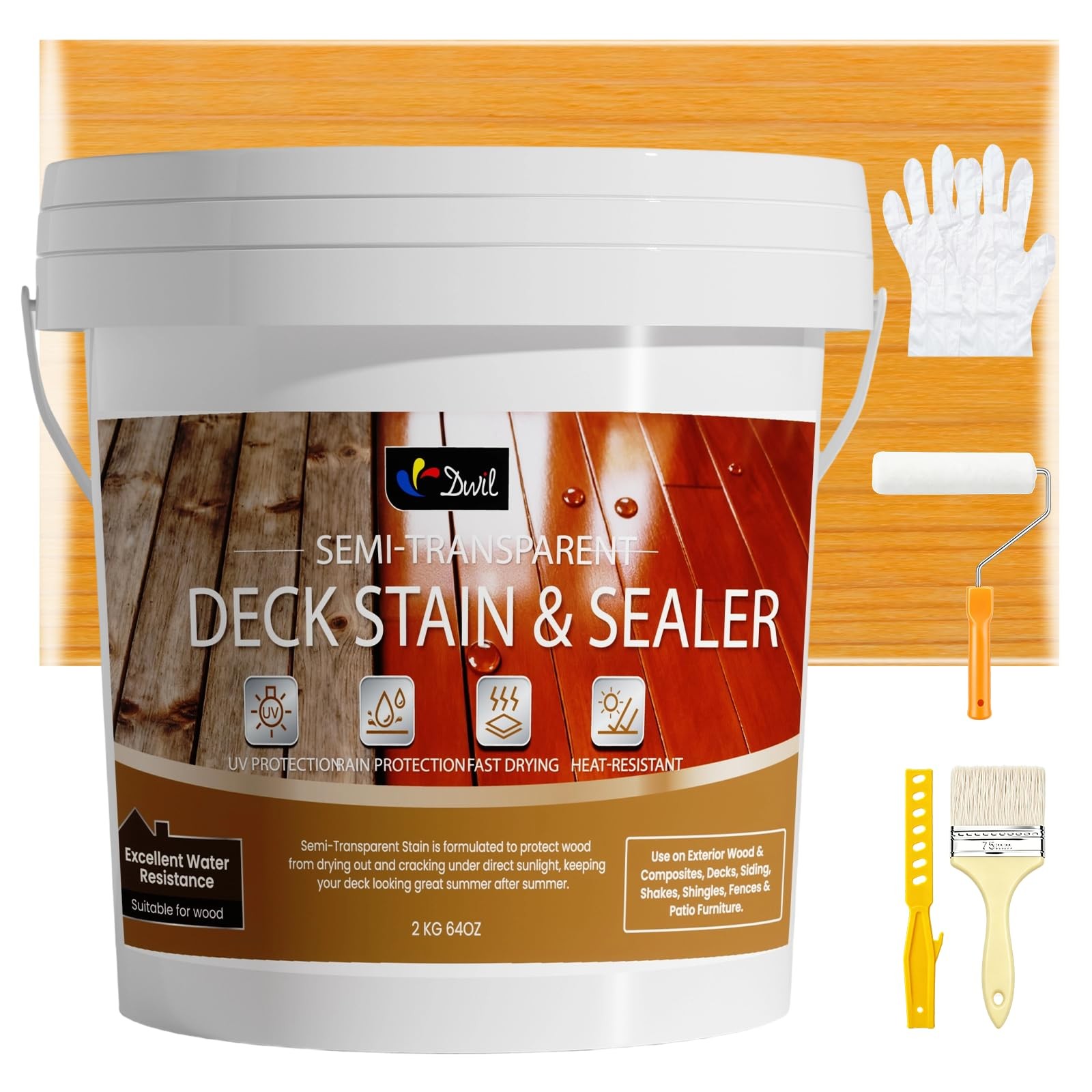 DWIL Cedar Wood 64oz Wood Stain Sealer 2-in-1