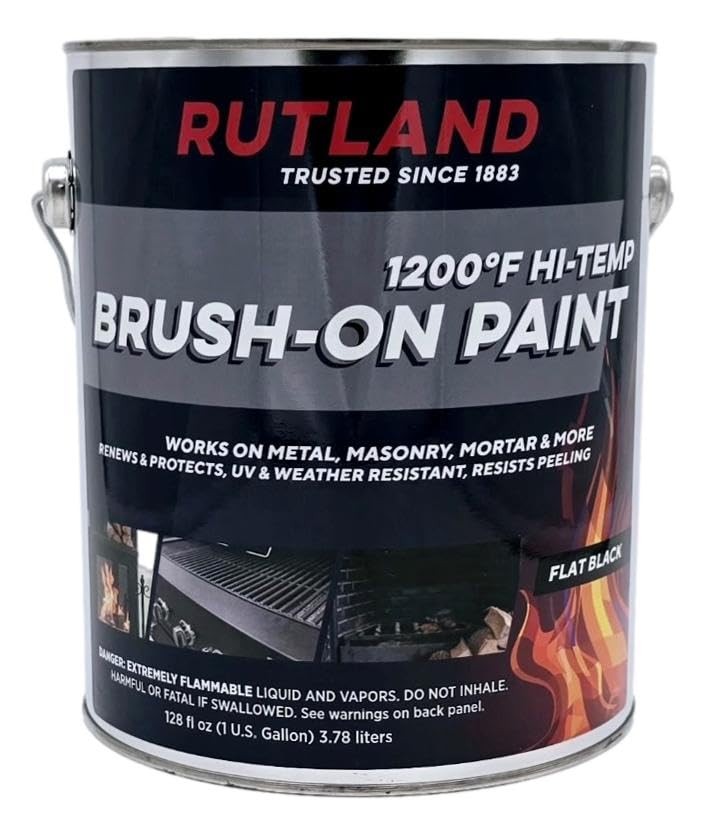 Rutland High Temperature Fireplace Paint 128 Fl Oz (Pack of 1), Flat Black