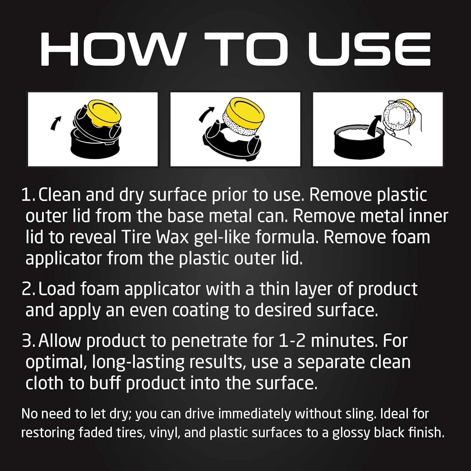 Tire Wax – Long Lasting Tire Gel for Black Glossy Tires, Water Resistant, Restor