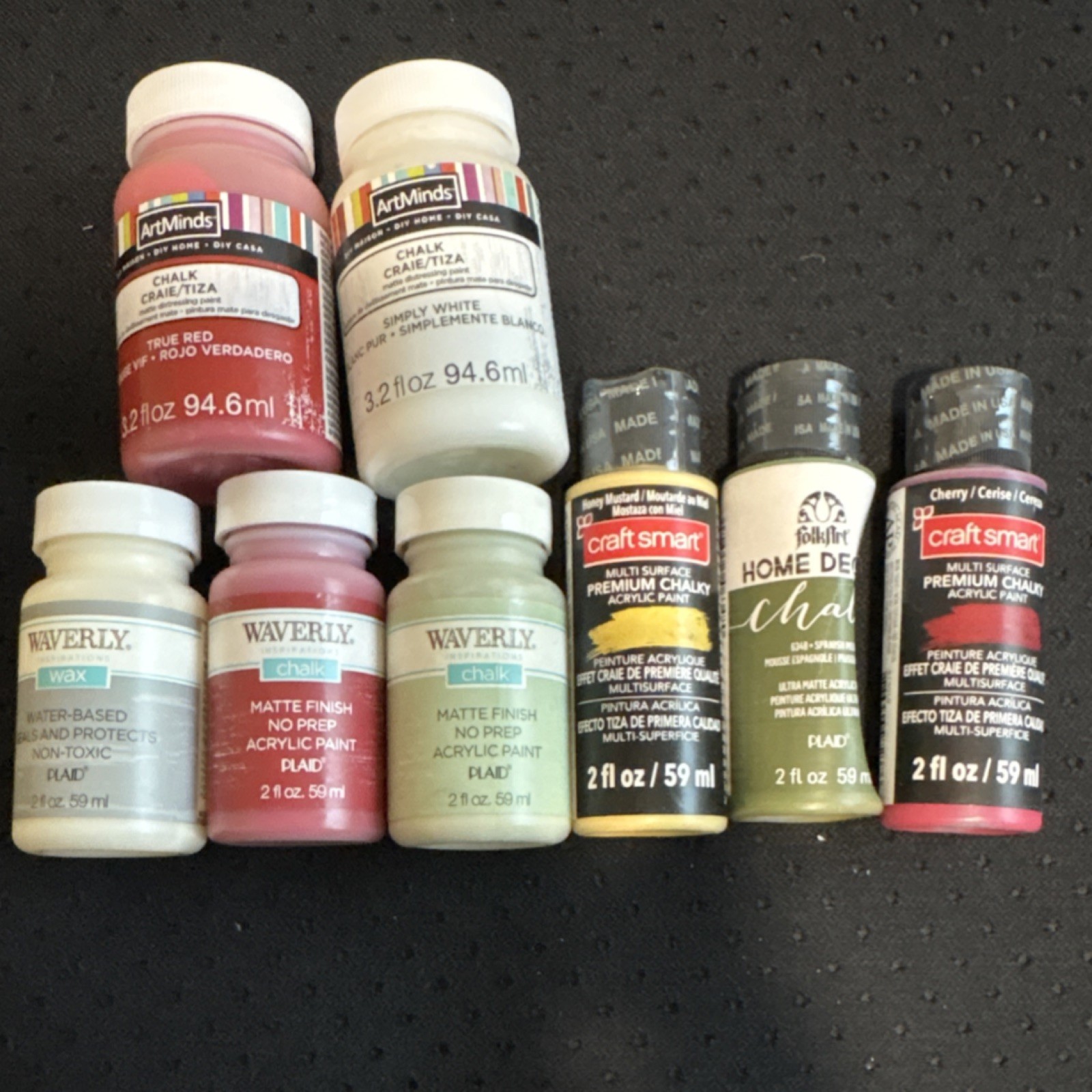 SEALED ArtMinds Waverly Craft Smart FolkArt Chalk Paint Lot 8 Colors 3.2/2 fl oz