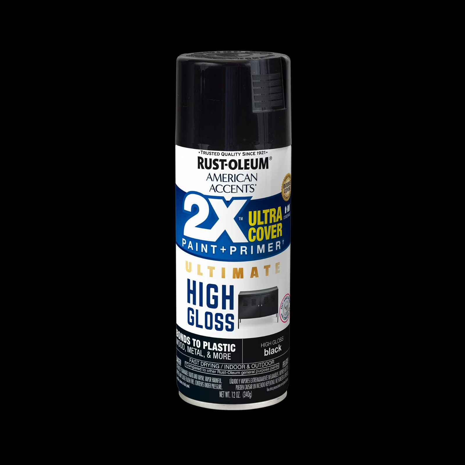(6 Pack) Rust-Oleum 2X Ultra Cover High Gloss Black Paint Primer Spray 12 oz