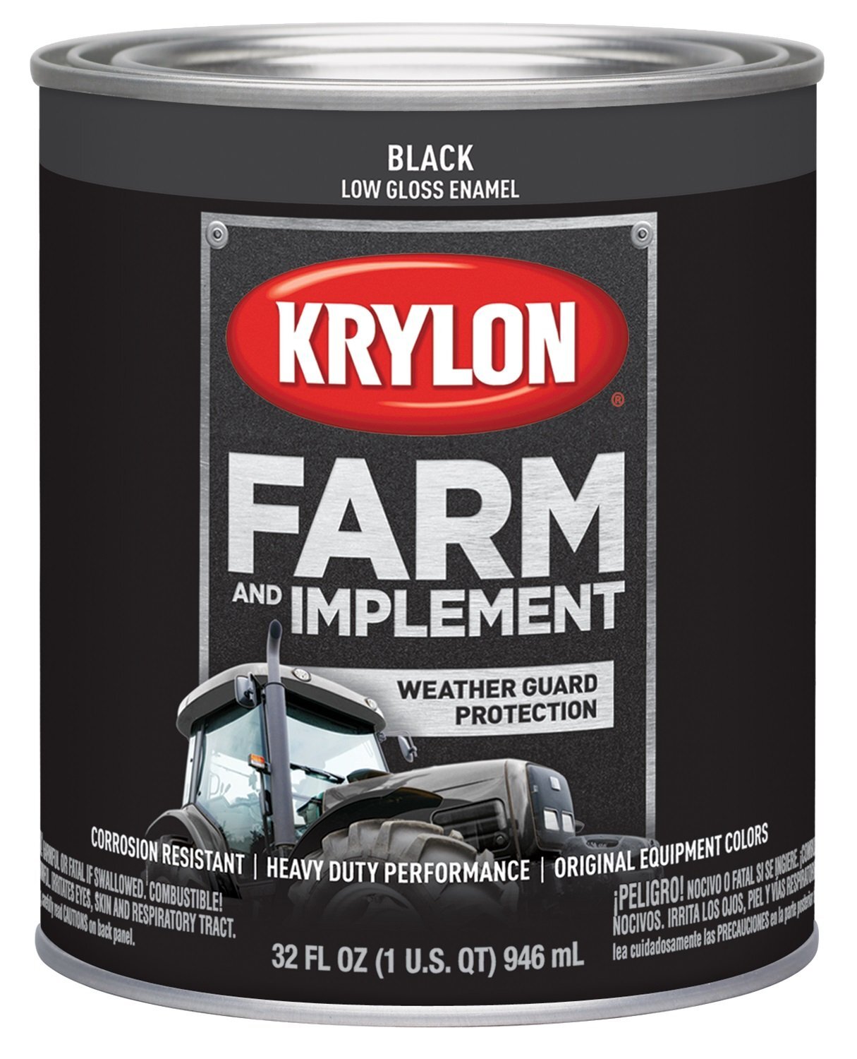 Krylon® 2022 Farm & Implement Brush, Low Gloss, Black, Architectural Paints, 1 Q