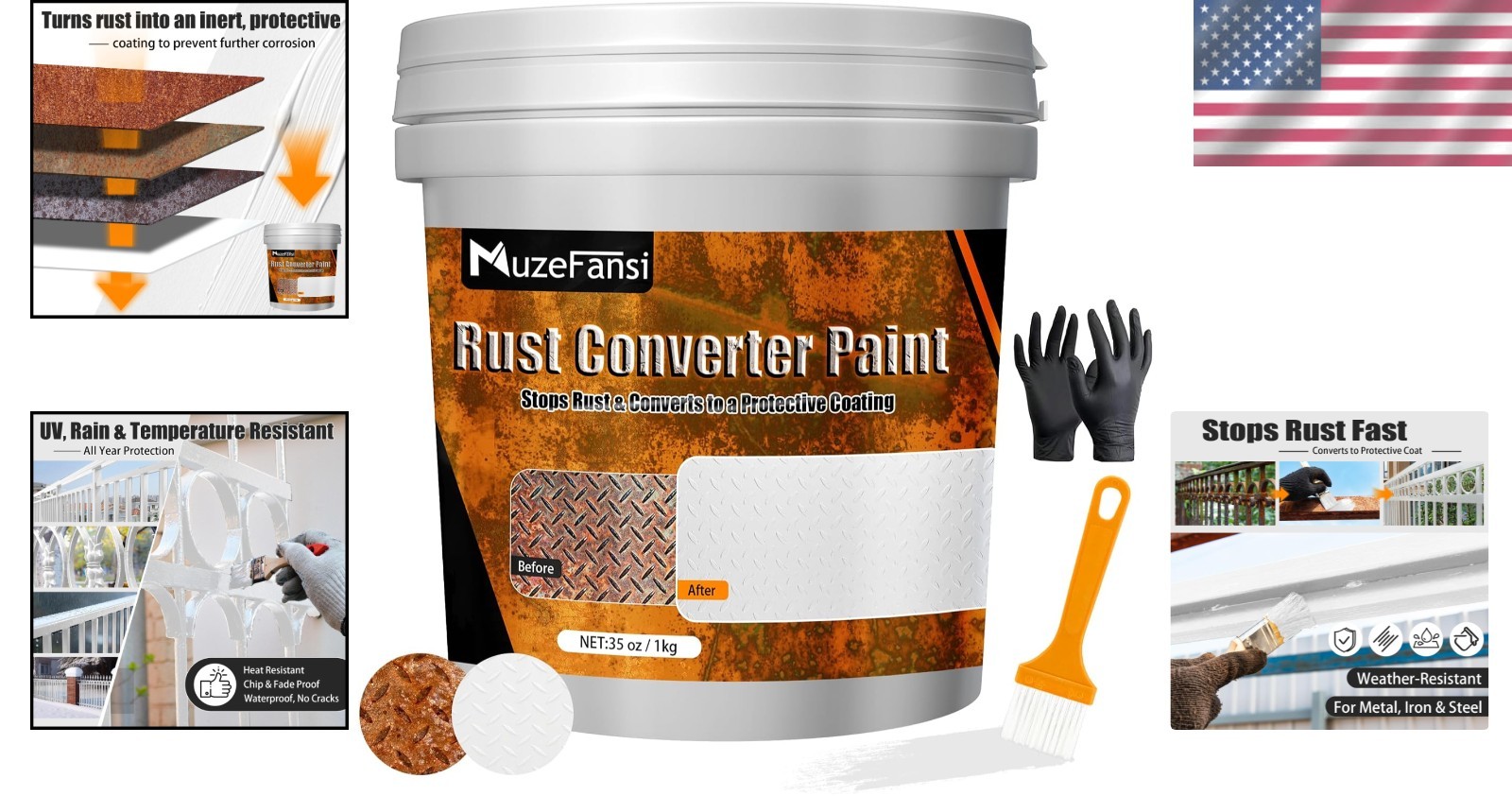 Easy Application 35oz Rust Converter – White Anti-Rust Coating for DIY Projects