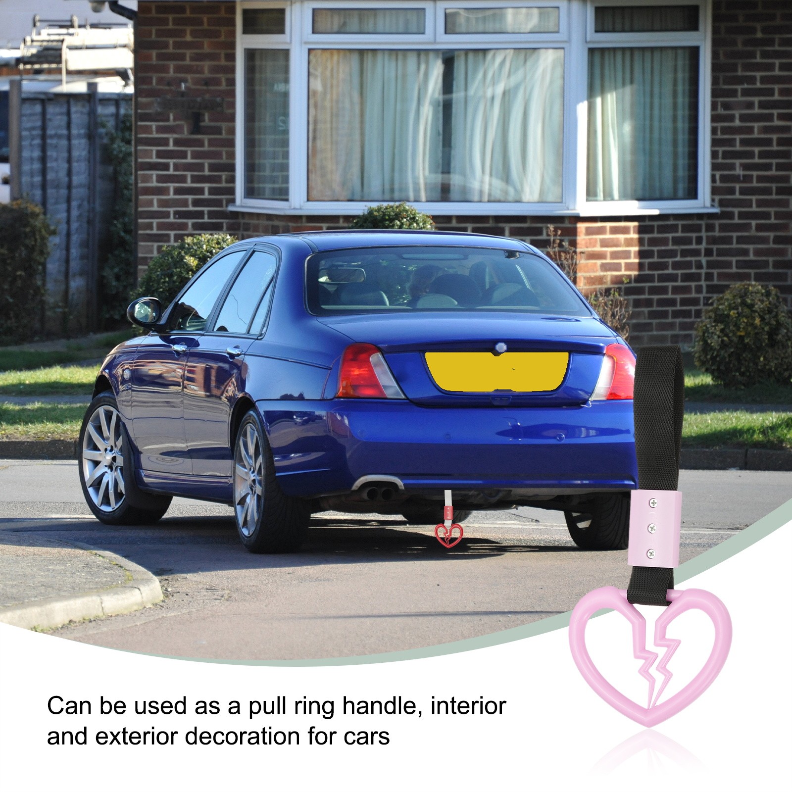 2Pcs Broken Heart Shaped Car Handle Straps for Auto, Pink