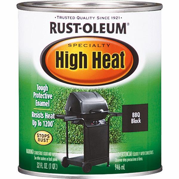 (2)- Qt Black Satin RustOleum High Heat 1200 F Enamel Paint 7778-502