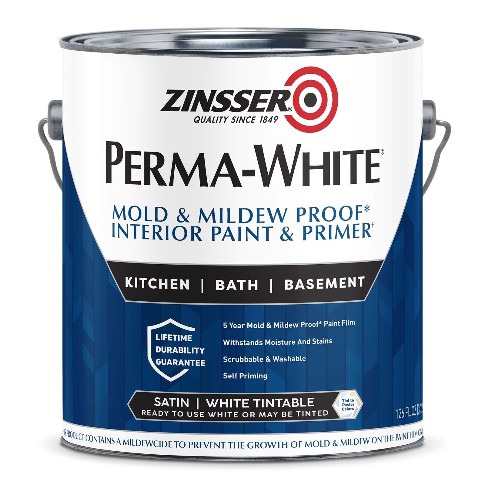Zinsser 2711-2Pk Perma-White Proof Interior Paint Gallon Satin White 2 Pack
