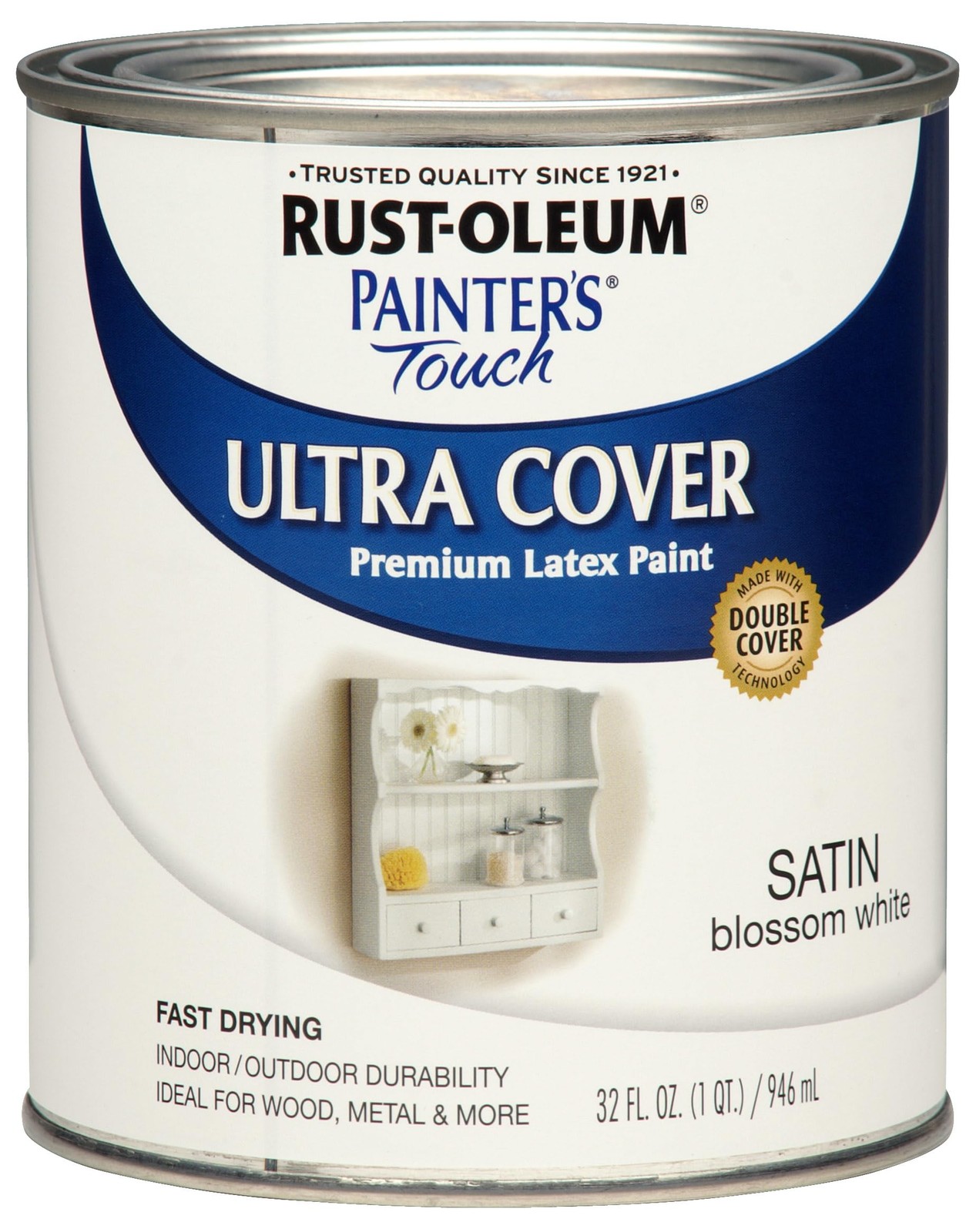 Rust Oleum Satin Blossom White Paint 1 Quart Multi Purpose Indoor Outdoor Use