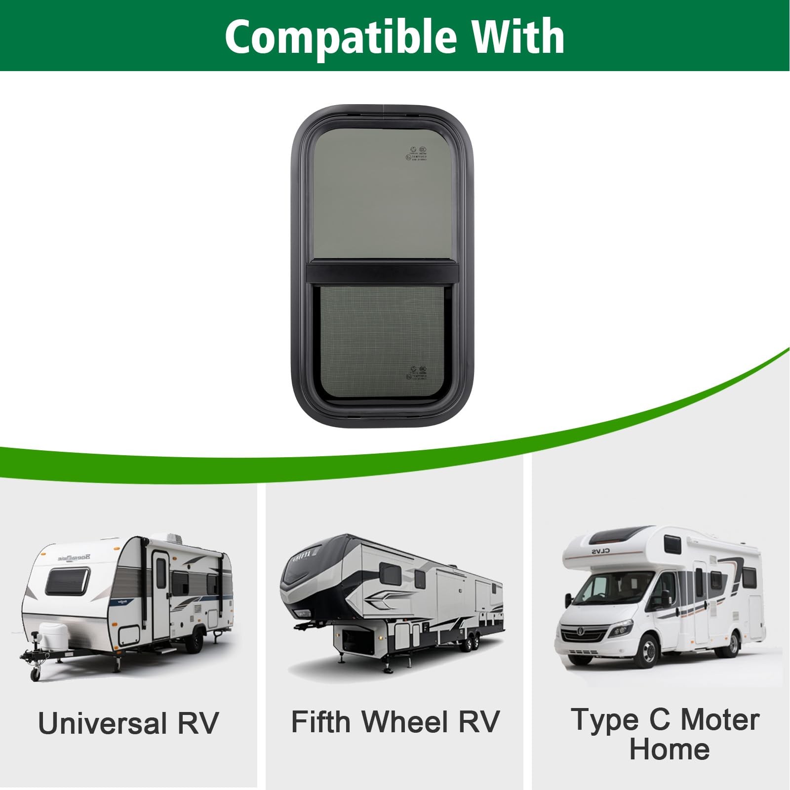 Dulepax Vertical Rv Window 15 W X 22 H Tinted Slide Trailer Window Tempered