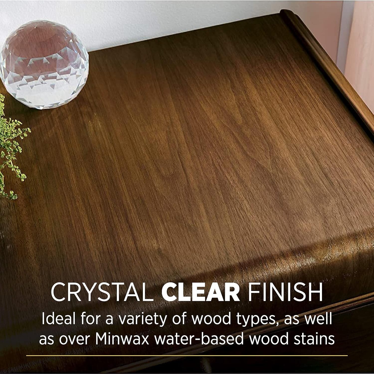 Minwax 62222 Quart Water Based Polycrylic Crystal Clear Matte Topcoat Finish