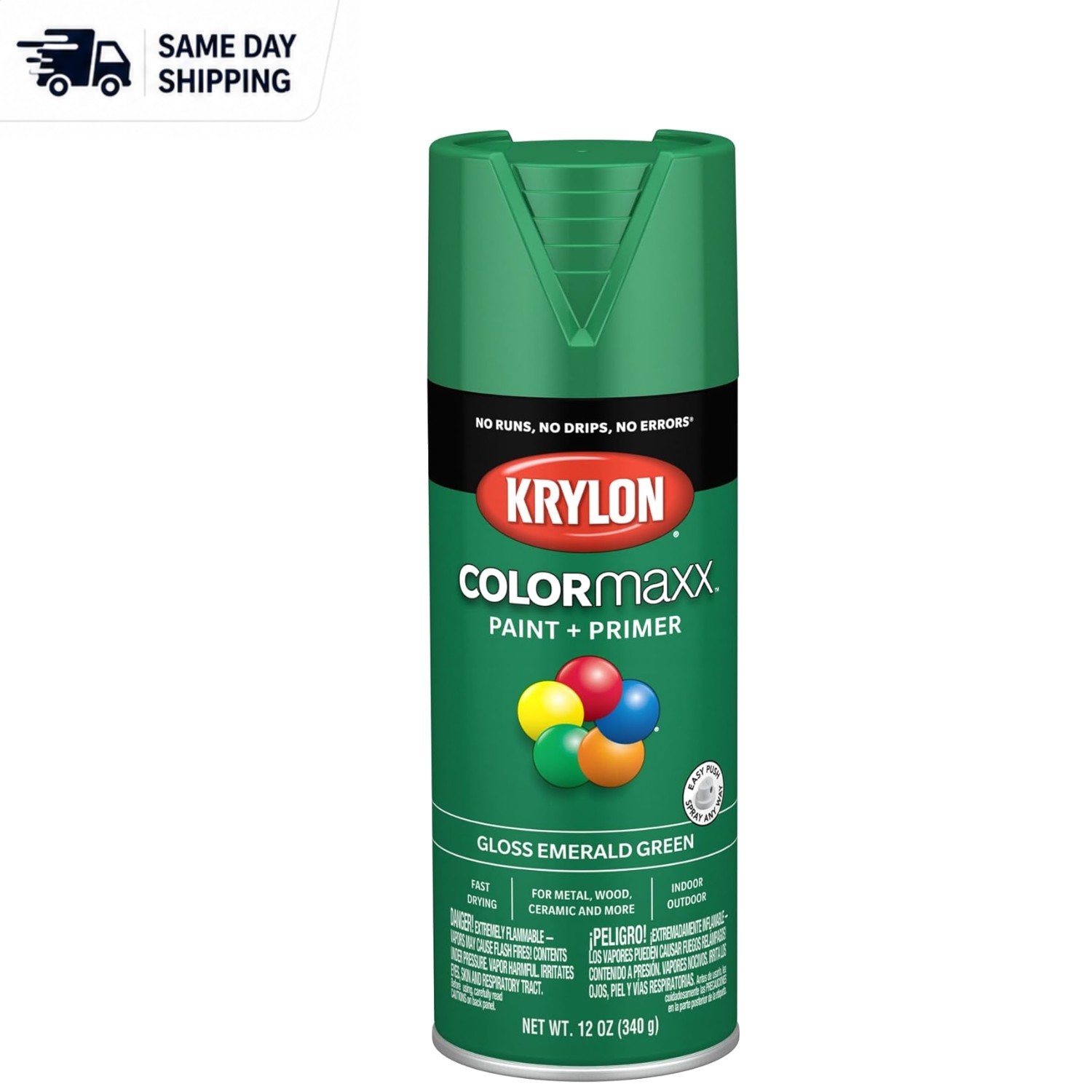 Krylon COLORmaxx 12 oz Glossy Emerald Green Spray Paint for Craft & Interior Use