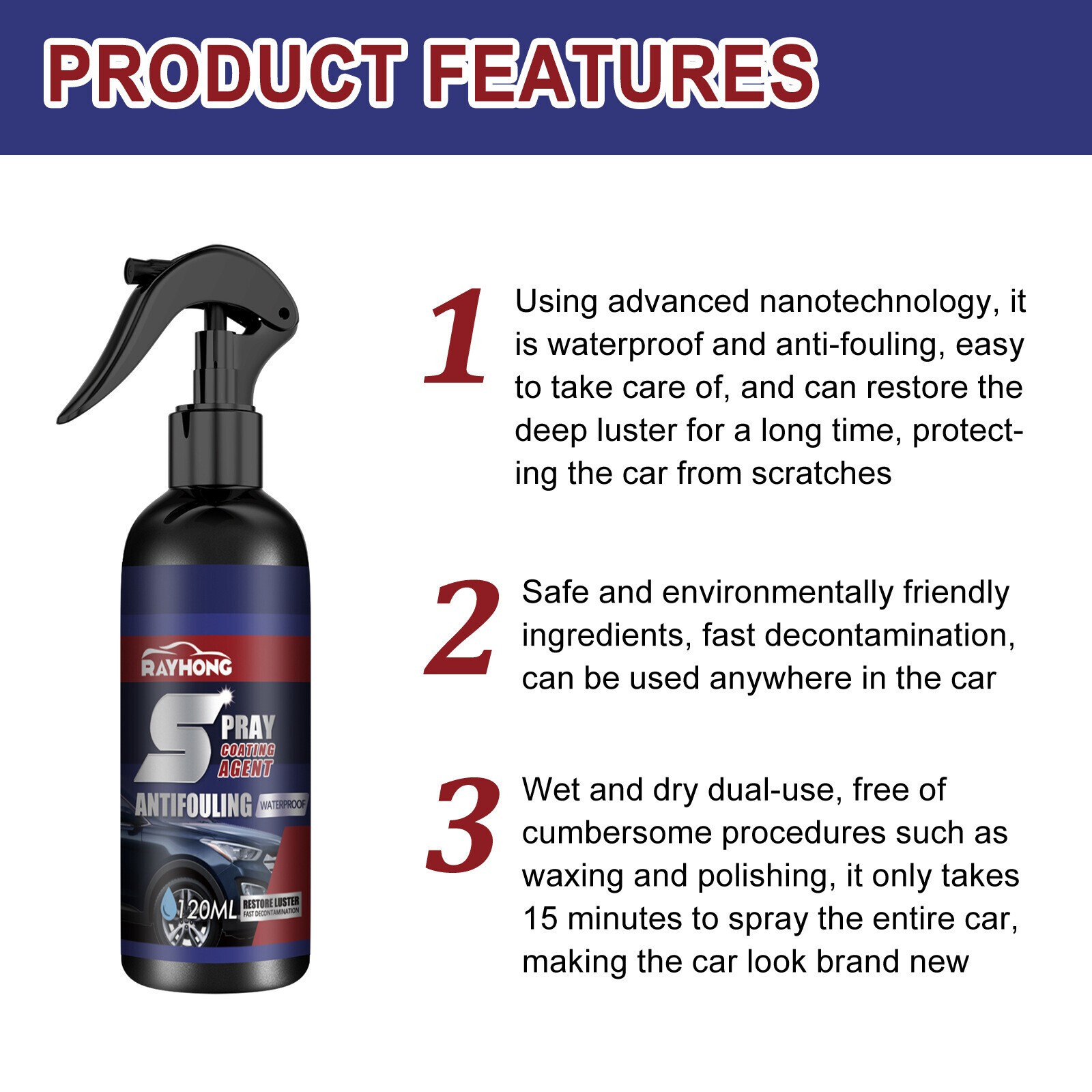 RAYHONG Quick-acting Coating Spray Car Nano-ceramic Coating Agent Car 120ml