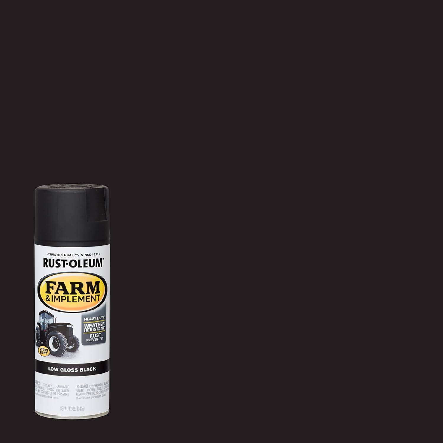 280130 Farm & Implement Spray Paint, 12 Oz, Low Gloss Black, (Pack of 1)