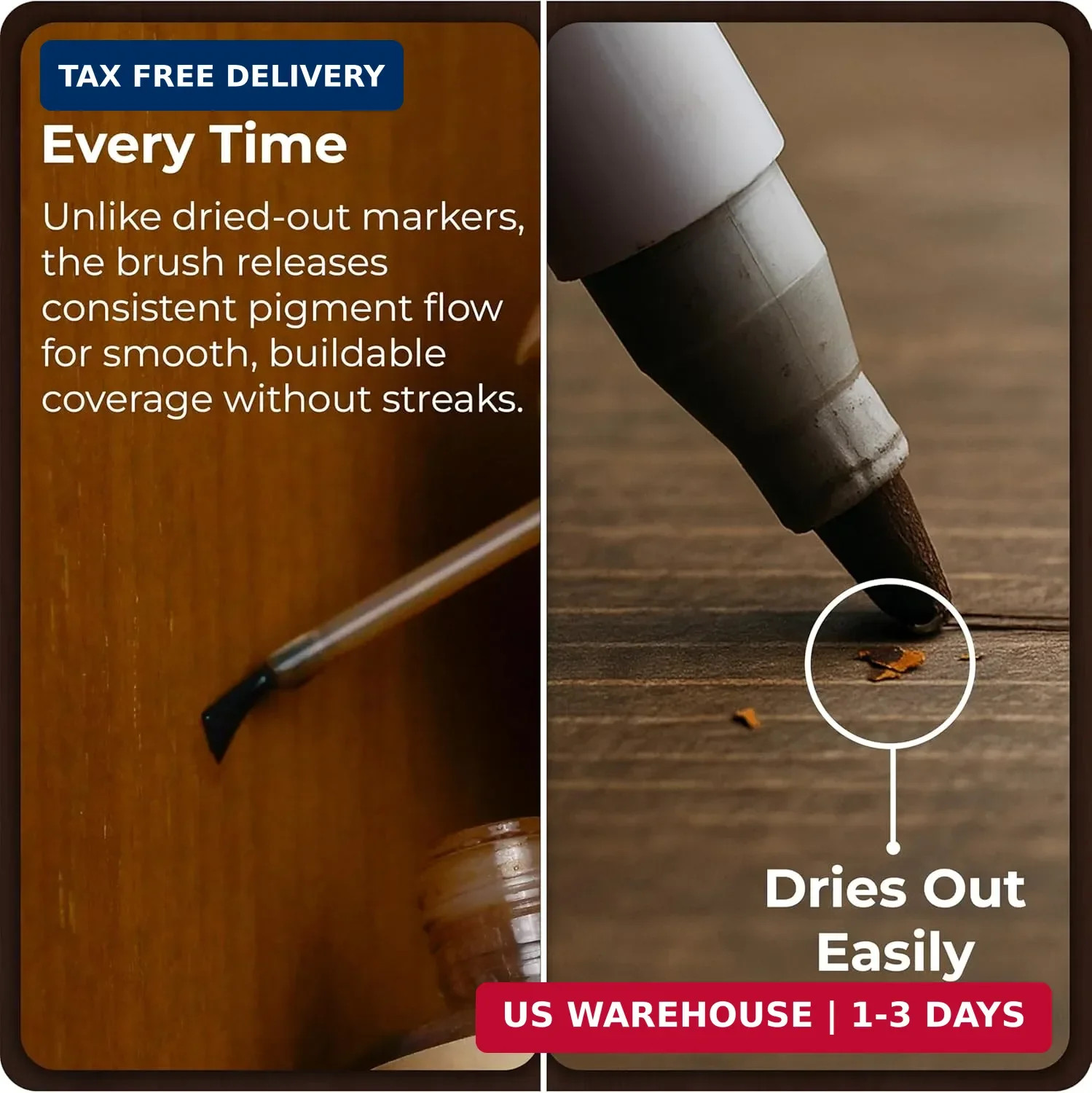Dark Brown Wood Stain Repair Kit, Brush-On Touch-Up Stain Bottles, Provincial, D