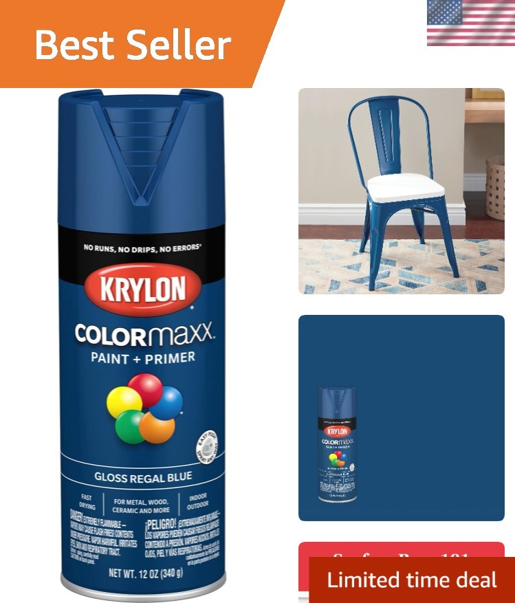 12 Oz Regal Blue Gloss Spray Paint by ColorMaxx – Easy Application, Fast Results