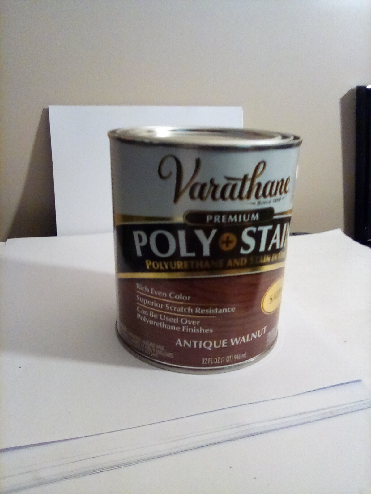 Varathane Premium Poly & Stain Oil Based, ANTIQUE WALNUT, 1 Qt SATIN FREE S&H
