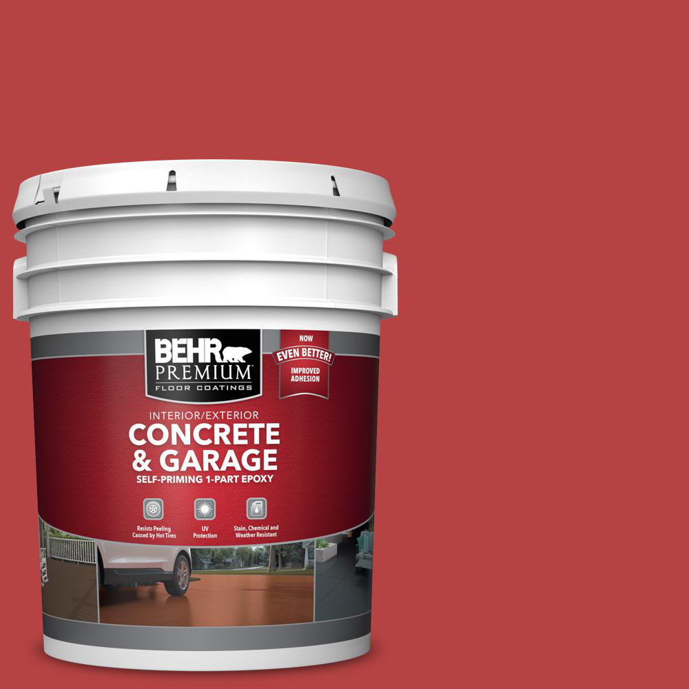 5 Gal Epoxy Garage Floor Paint Raging Bull Red Self Priming Interior Exterior